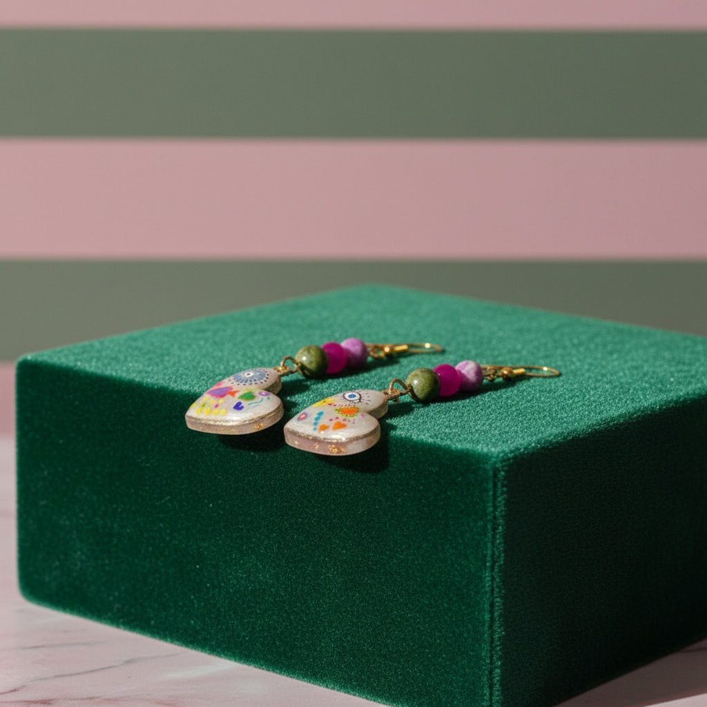 Purple Jasper, Pink Agate & Unakite Abstract Earrings | Handmade Crystal & Stone Jewelry