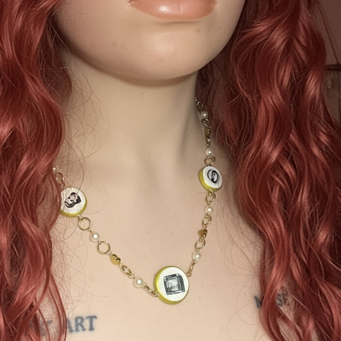 Cutout Gold Heart & Faux Pearl Beads Necklace — “Stone of Stability” Collection