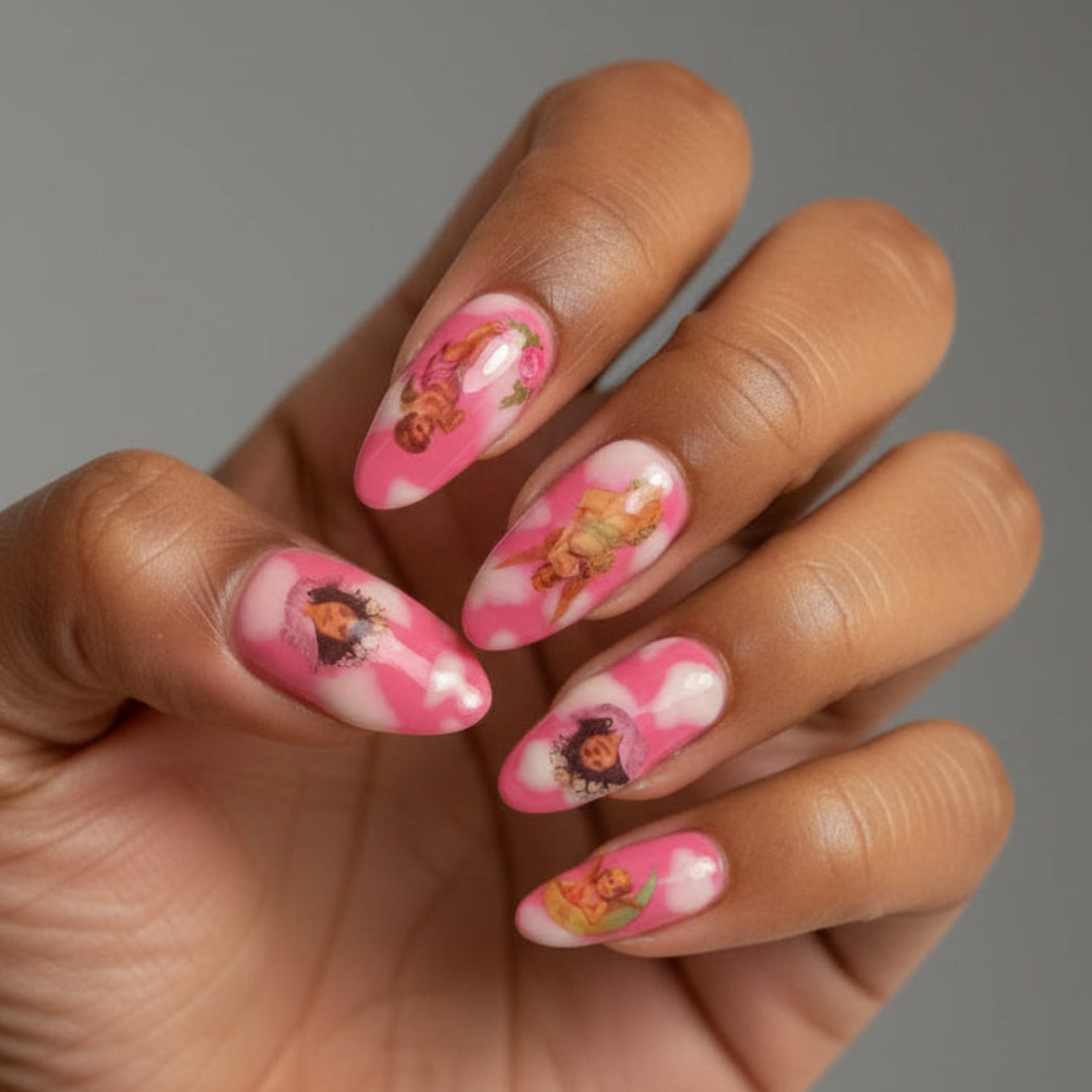 Pink Skies Angel Press-On Artisan Nails