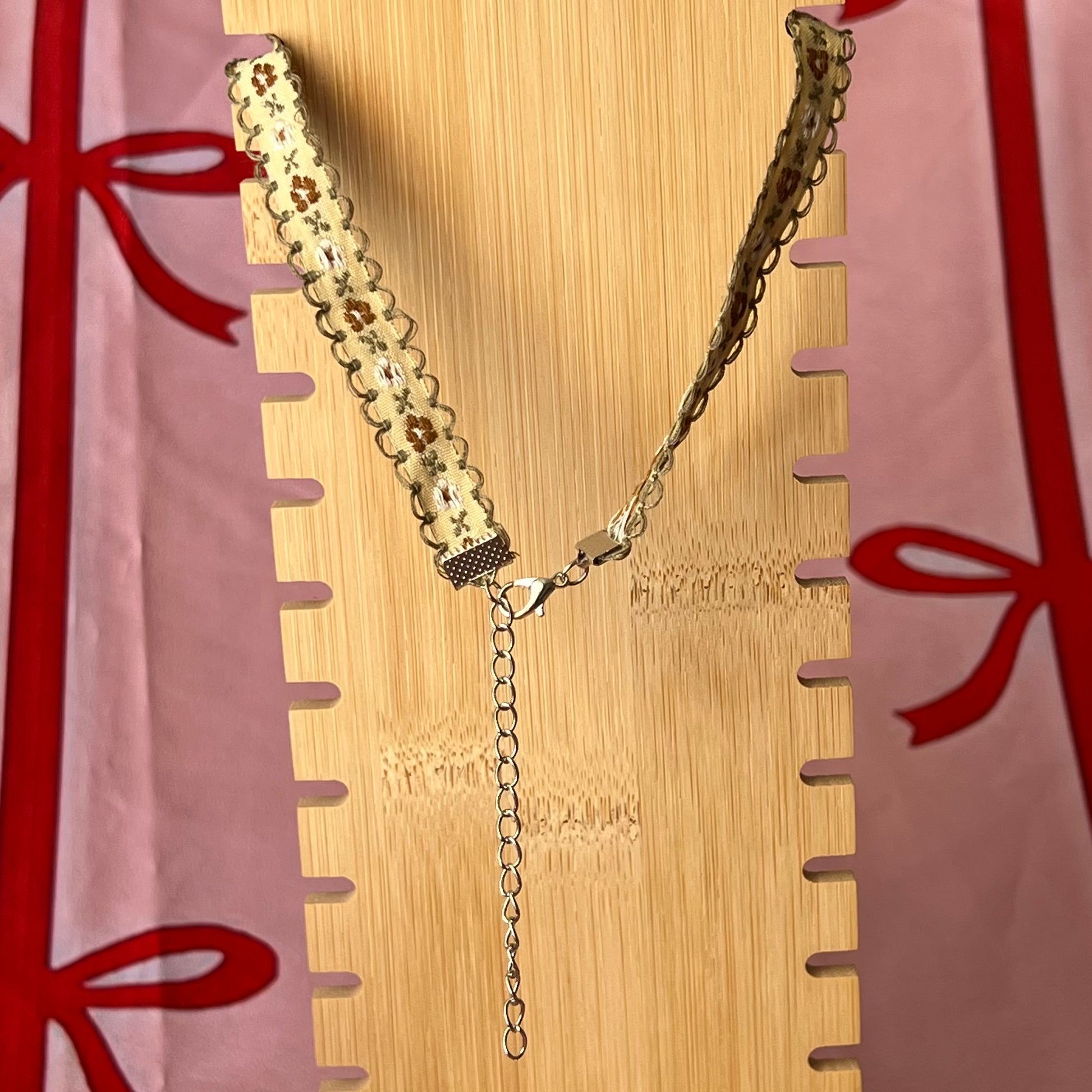 neoclassical necklace, portrait choker necklace, vintage lace choker, renaissancecore jewelry, museum aesthetic necklace, red pearl necklace, rhinestone charm necklace, romantic choker, embroidered flower choker, handmade polymer clay charm, art jewelry