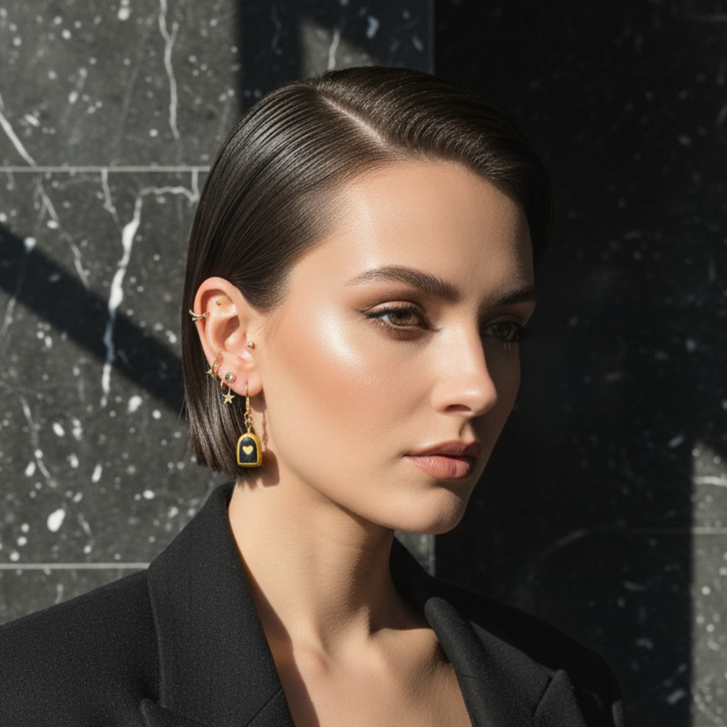 Petite Gold Impression Arches Earrings