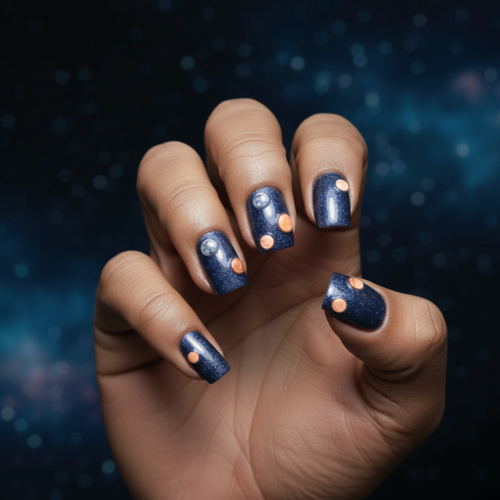 ✨ Galactic Horizon — Solar System Press-On Nails (Masc Edition) ✨