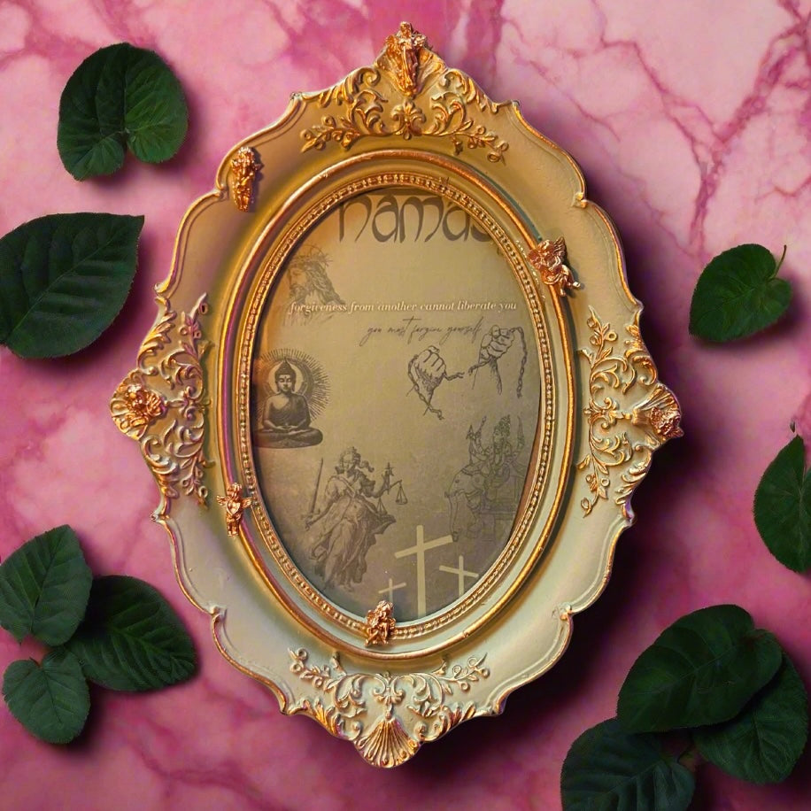 Teal Baroque Customized Framed Print - "You Must Forgive Yourself" Maximalist Print