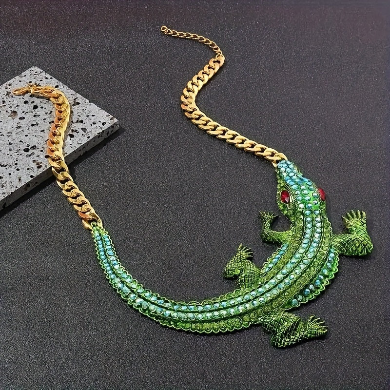 olive croc neck adornment