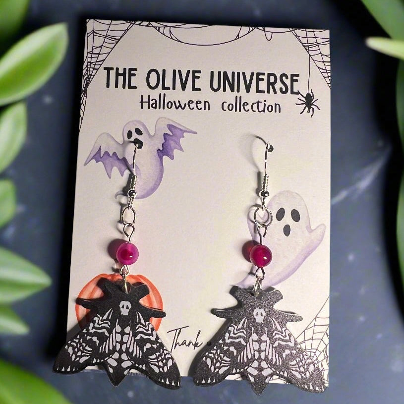 ✨ Pink Agate Enchanted Moth Earrings ✨