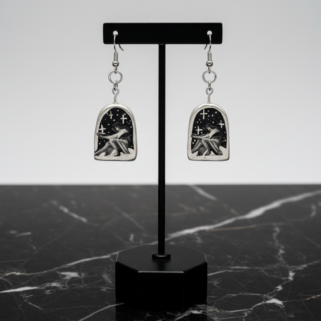 Enchanted Multidimensional Arch Earrings — Handmade Clay Liminal Collage Art