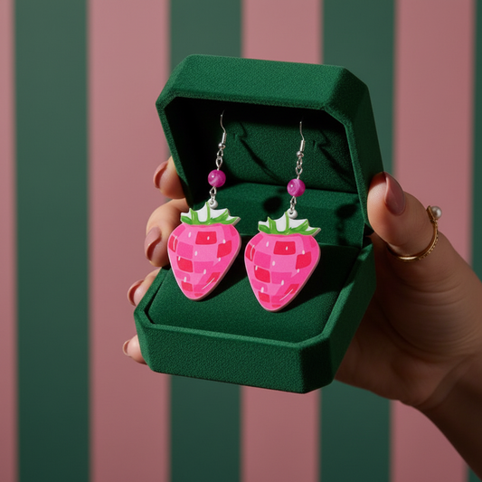 Crystal Disco Berry Extravaganza - Handmade Y2k Earrings - Olive Made