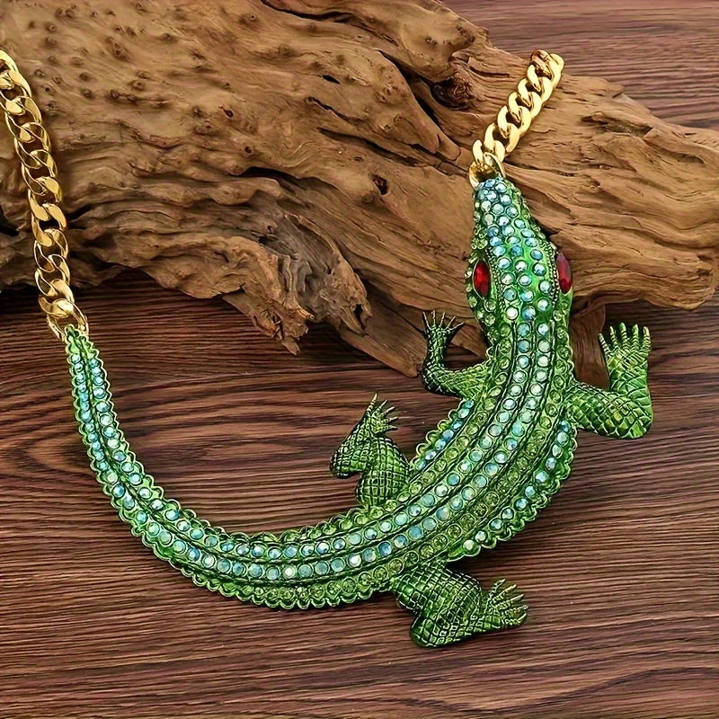 olive croc neck adornment