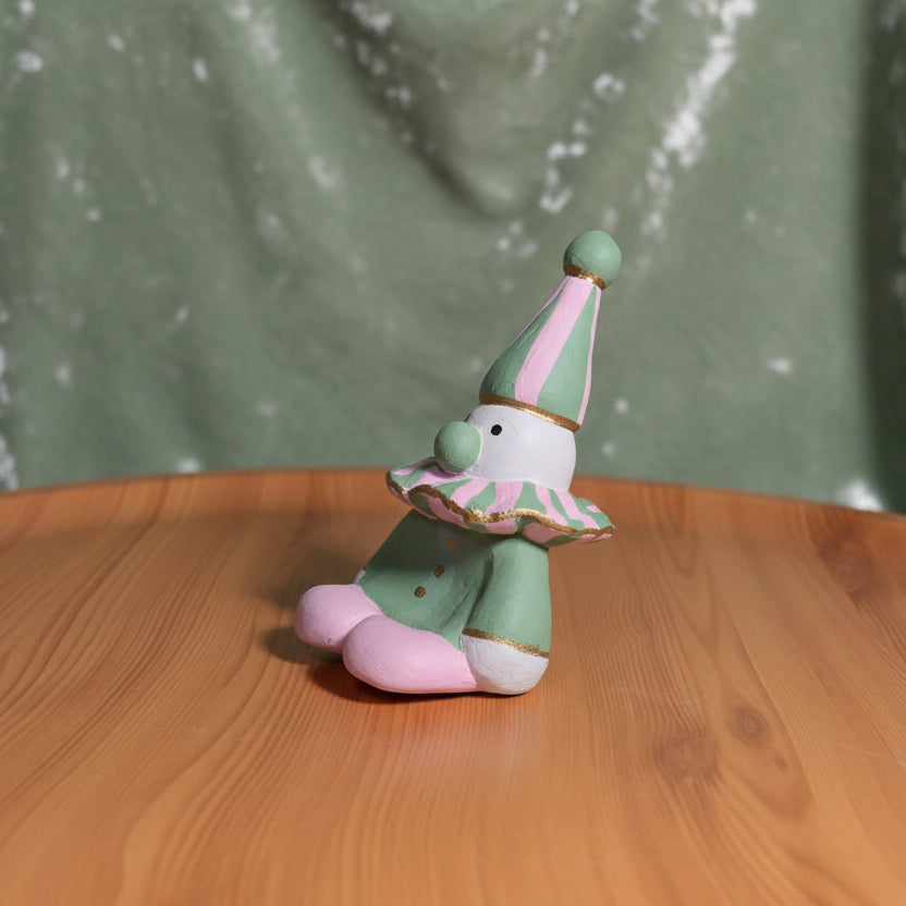 Bespoke Pastel Clown Sculpture | Hand Sculpted Jester Figurine | Futuristic Medieval Funhouse Decor | Hand Painted Air Dry Porcelain
