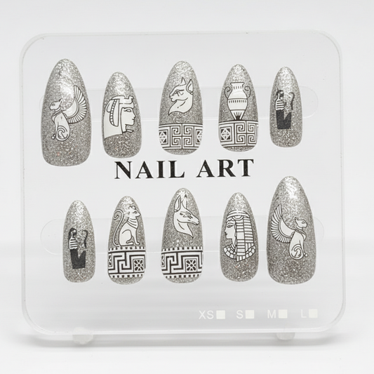 Silver Egyptian Inspired False Nails