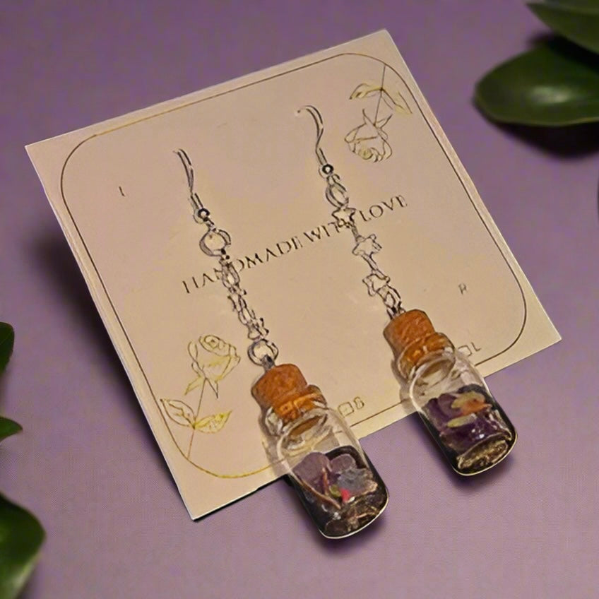 🌙 Amethyst Spell Jar Earrings — Starseed Protection & Divination Jewelry 🌙