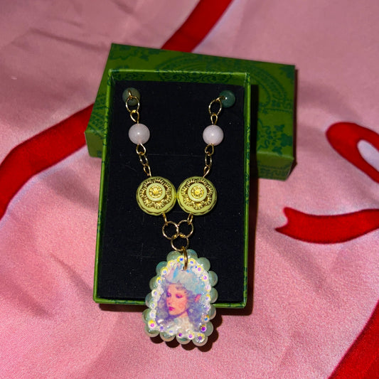 Fairycore Crystal Portrait Necklace | Rose Quartz + Agate | Coquette Fairycore Necklace