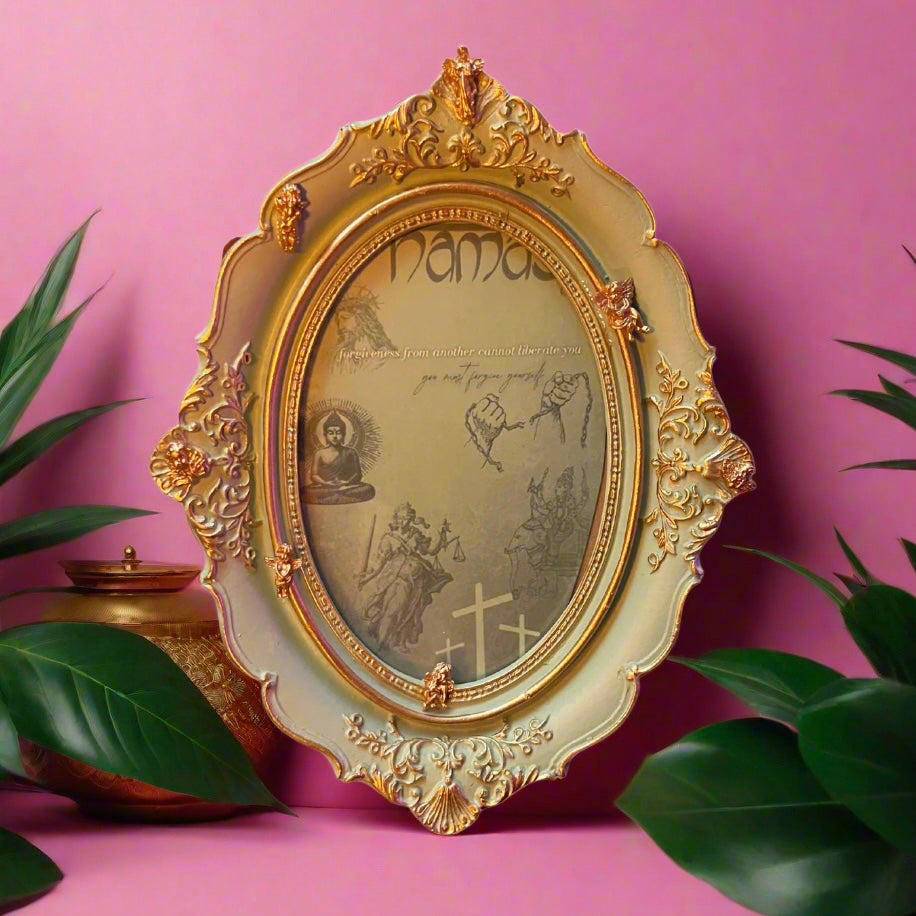 Teal Baroque Customized Framed Print - "You Must Forgive Yourself" Maximalist Print