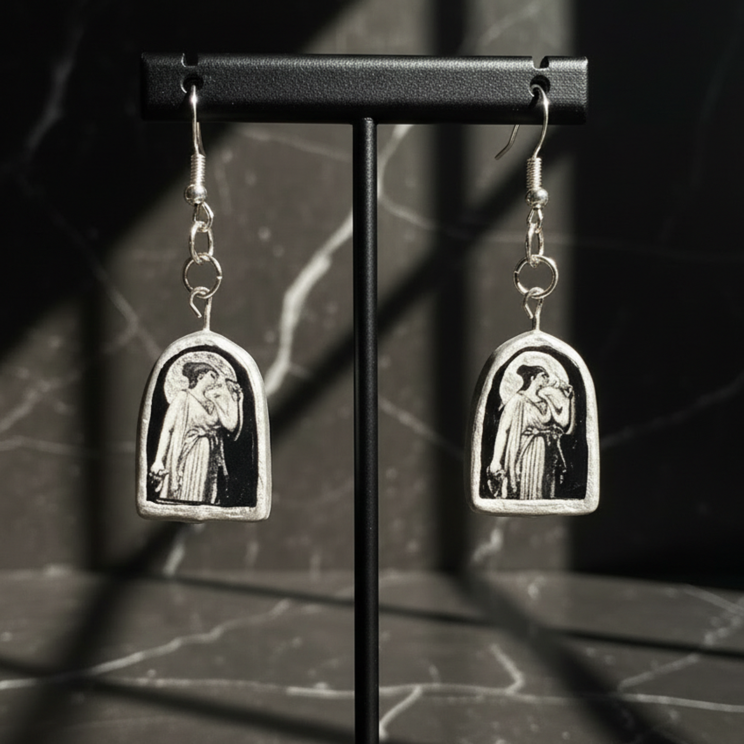 Enchanted Multidimensional Arch Earrings — Handmade Clay Liminal Collage Art