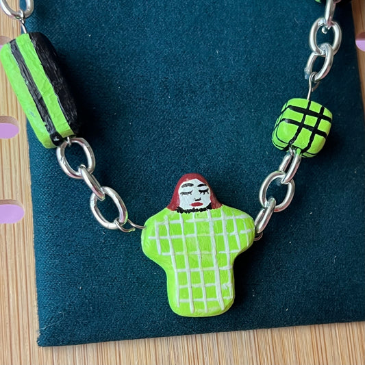 Punk Girl Grunge Beaded Chain Necklace — Olive Made
