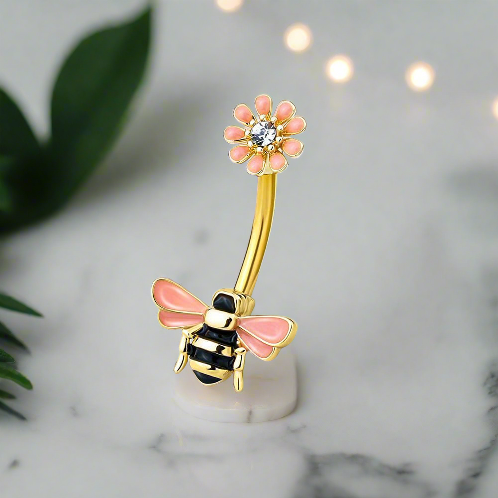 "bee golden" curved barbell