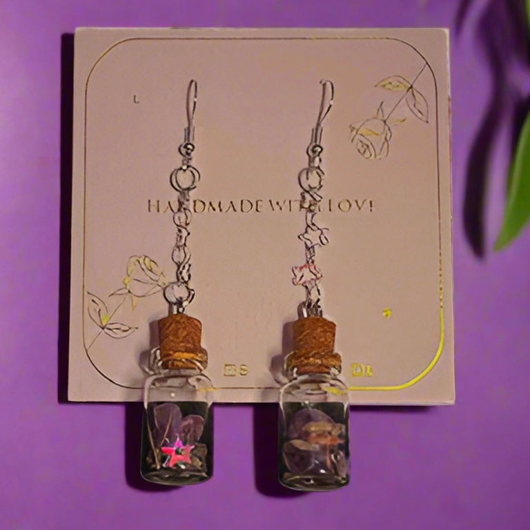 🌙 Amethyst Spell Jar Earrings — Starseed Protection & Divination Jewelry 🌙