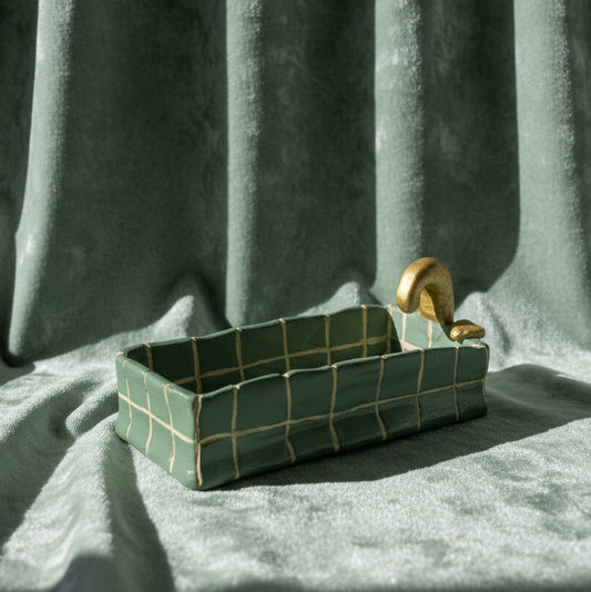 Handmade Clay Trinket Dish | Mini Bathtub Ring Holder | Pastel Vanity Catchall | Heart Handle Trinket Tray | Custom Color Gift