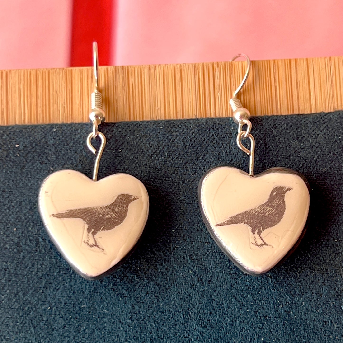 Black Crow Heart Earrings | Gothic Witchy Raven Charm Earrings | Olive Made