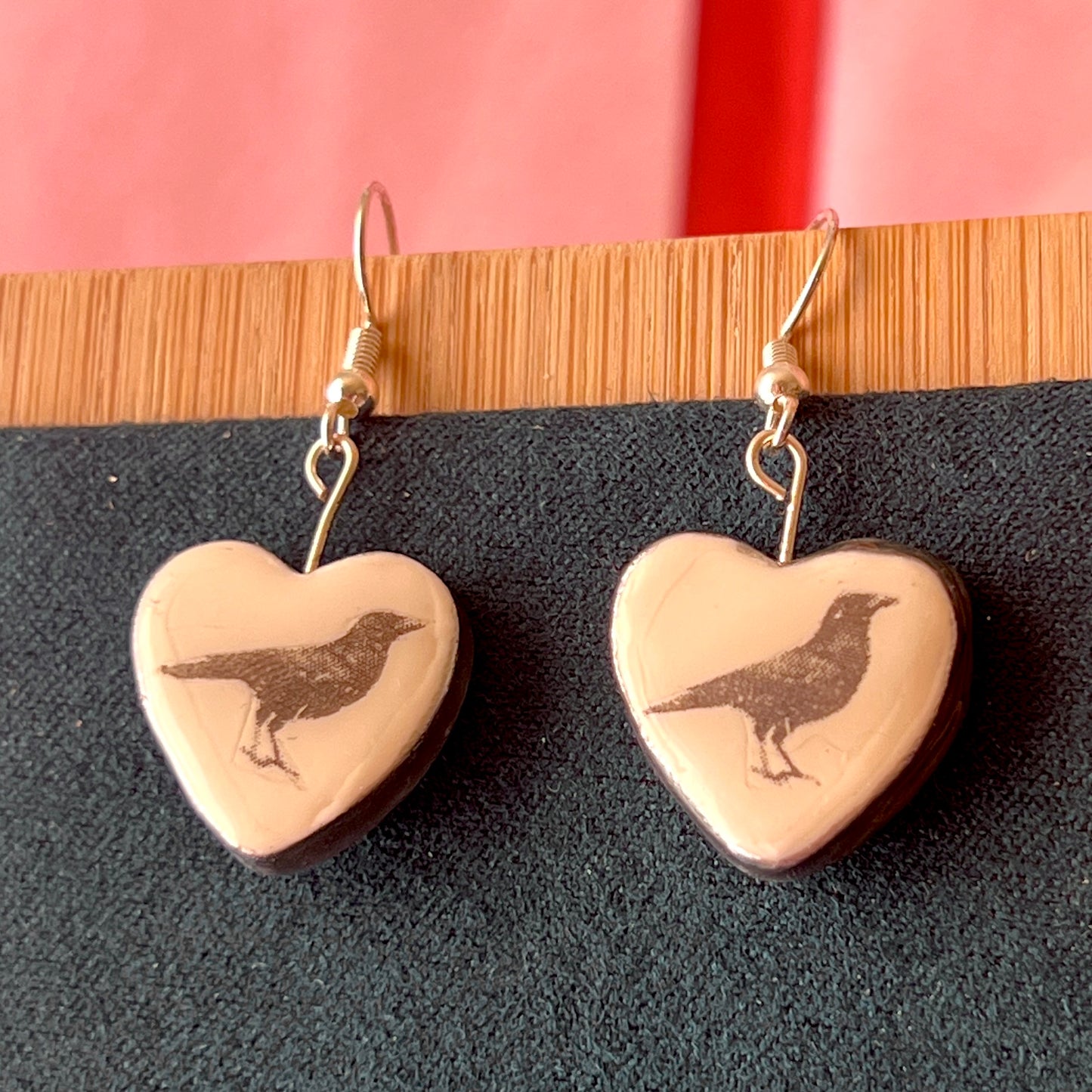 Black Crow Heart Earrings | Gothic Witchy Raven Charm Earrings | Olive Made