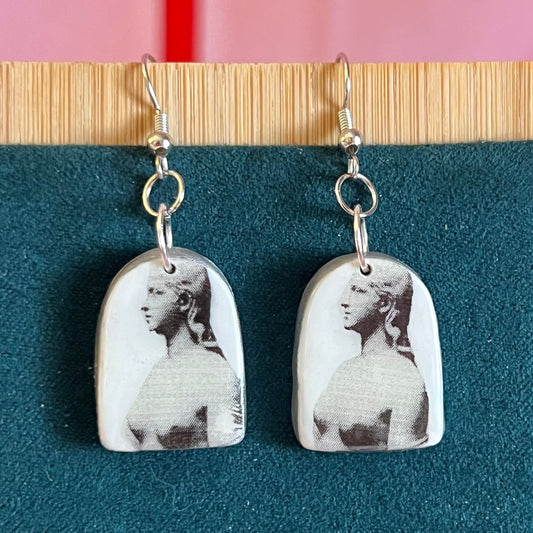 Greyscale Greek Statue Earrings | Handmade Polymer Clay Earrings | Silver Hypoallergenic Hooks | Grunge Indie Retrowave
