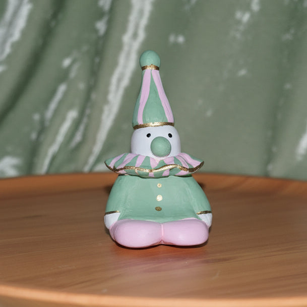 Bespoke Pastel Clown Sculpture | Hand Sculpted Jester Figurine | Futuristic Medieval Funhouse Decor | Hand Painted Air Dry Porcelain