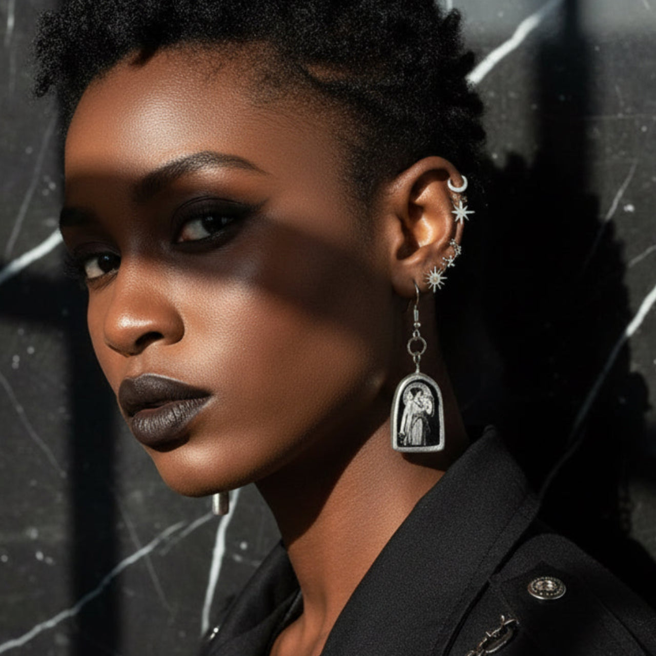 Enchanted Multidimensional Arch Earrings — Handmade Clay Liminal Collage Art