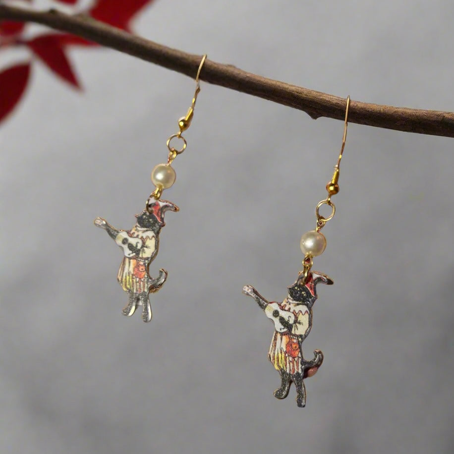 ✨ Harmonious Tune Black Cat Earrings ✨