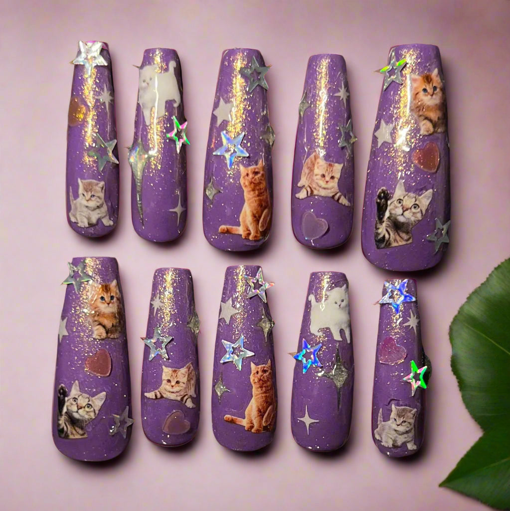 Cosmic Cat Custom Press-On Nails