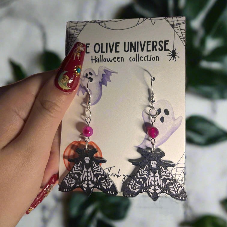 ✨ Pink Agate Enchanted Moth Earrings ✨