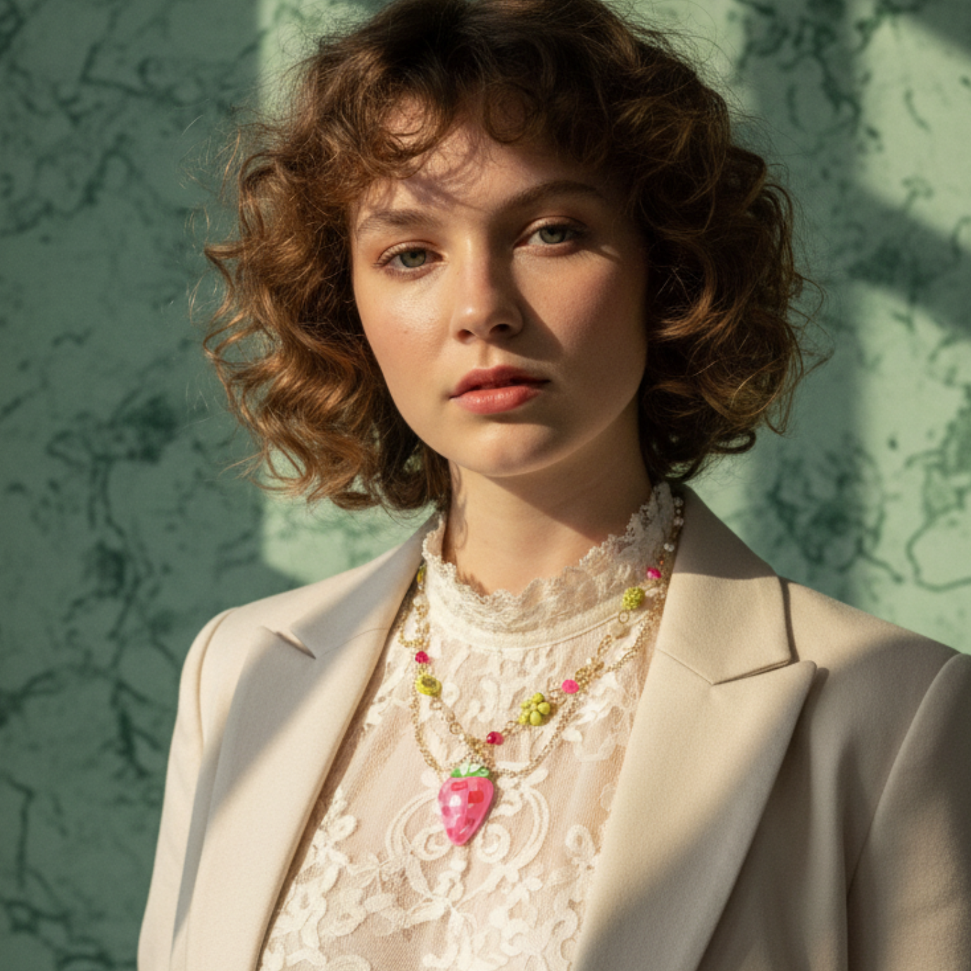 Disco Fields Necklace — Rose Quartz, Agate, Faux Pearls, Baroque Beads