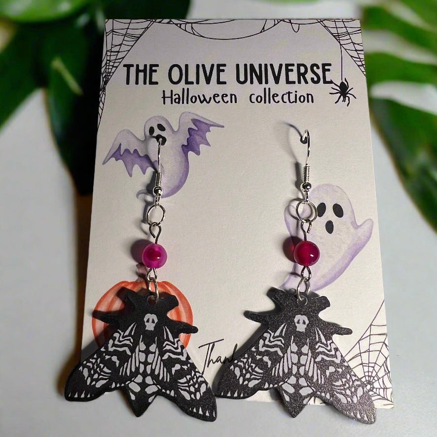 ✨ Pink Agate Enchanted Moth Earrings ✨