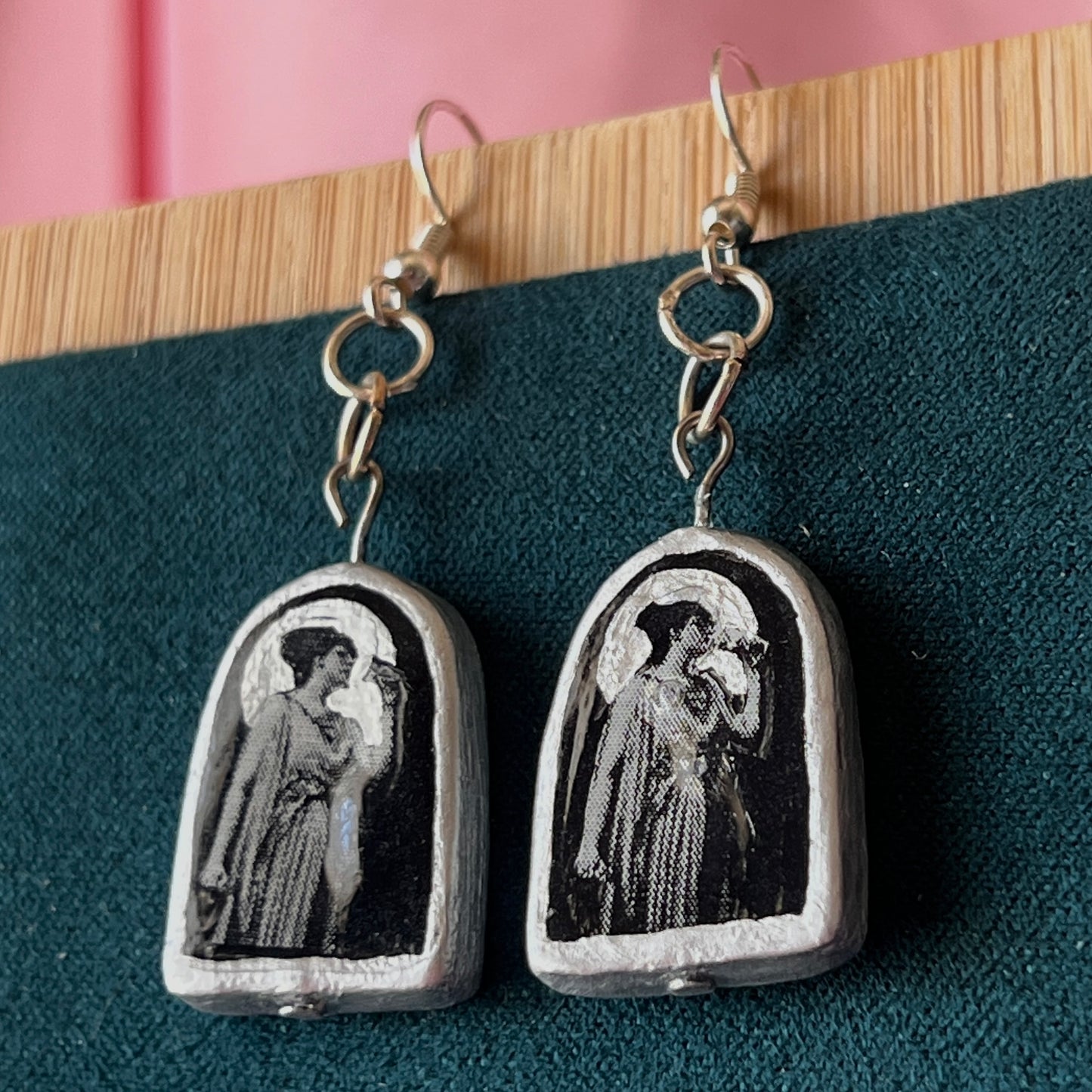 Celestial Oil Painting Earrings | John William Goward & Luis Ricardo Falero Liminal Fine Art | Silver-Plated Findings