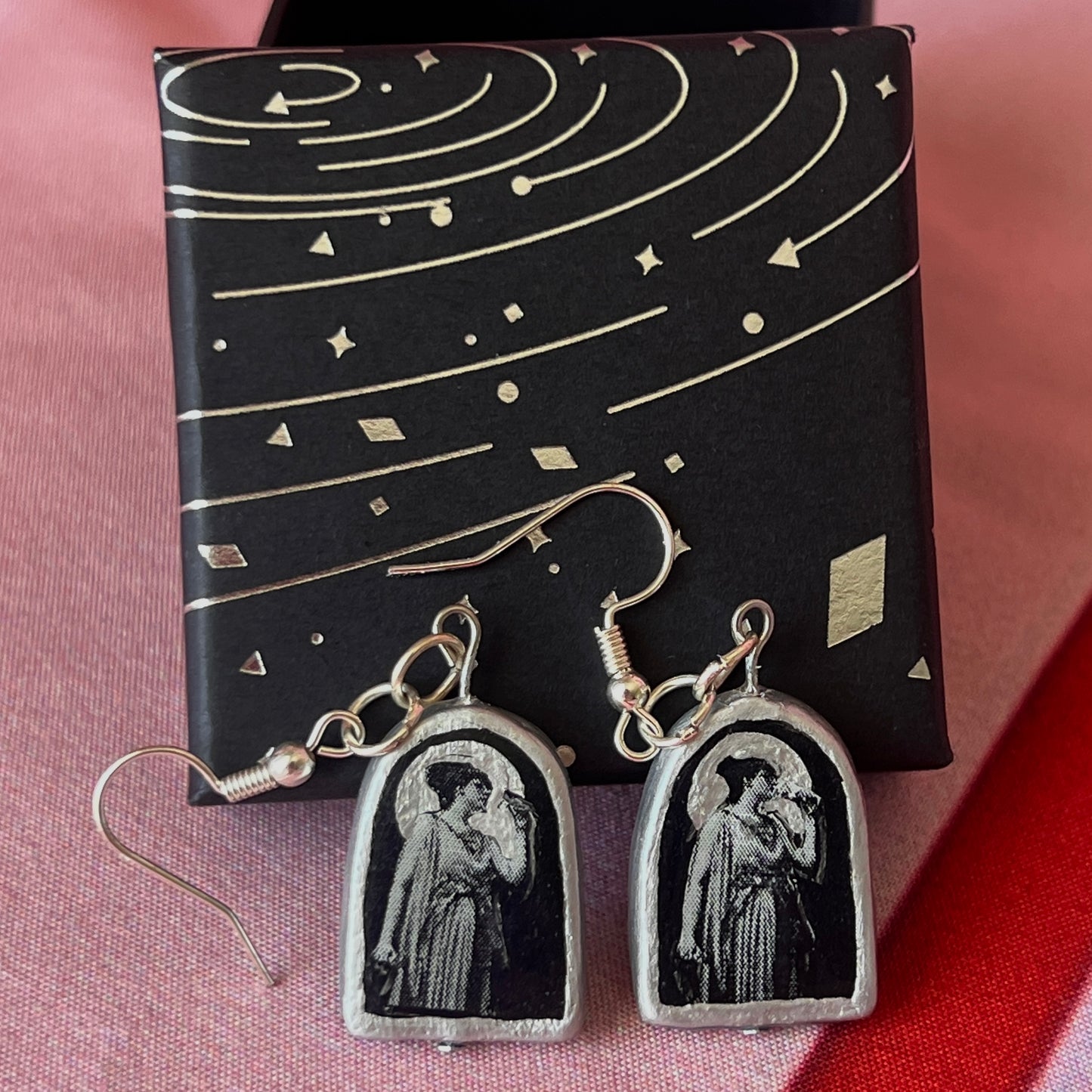Celestial Oil Painting Earrings | John William Goward & Luis Ricardo Falero Liminal Fine Art | Silver-Plated Findings