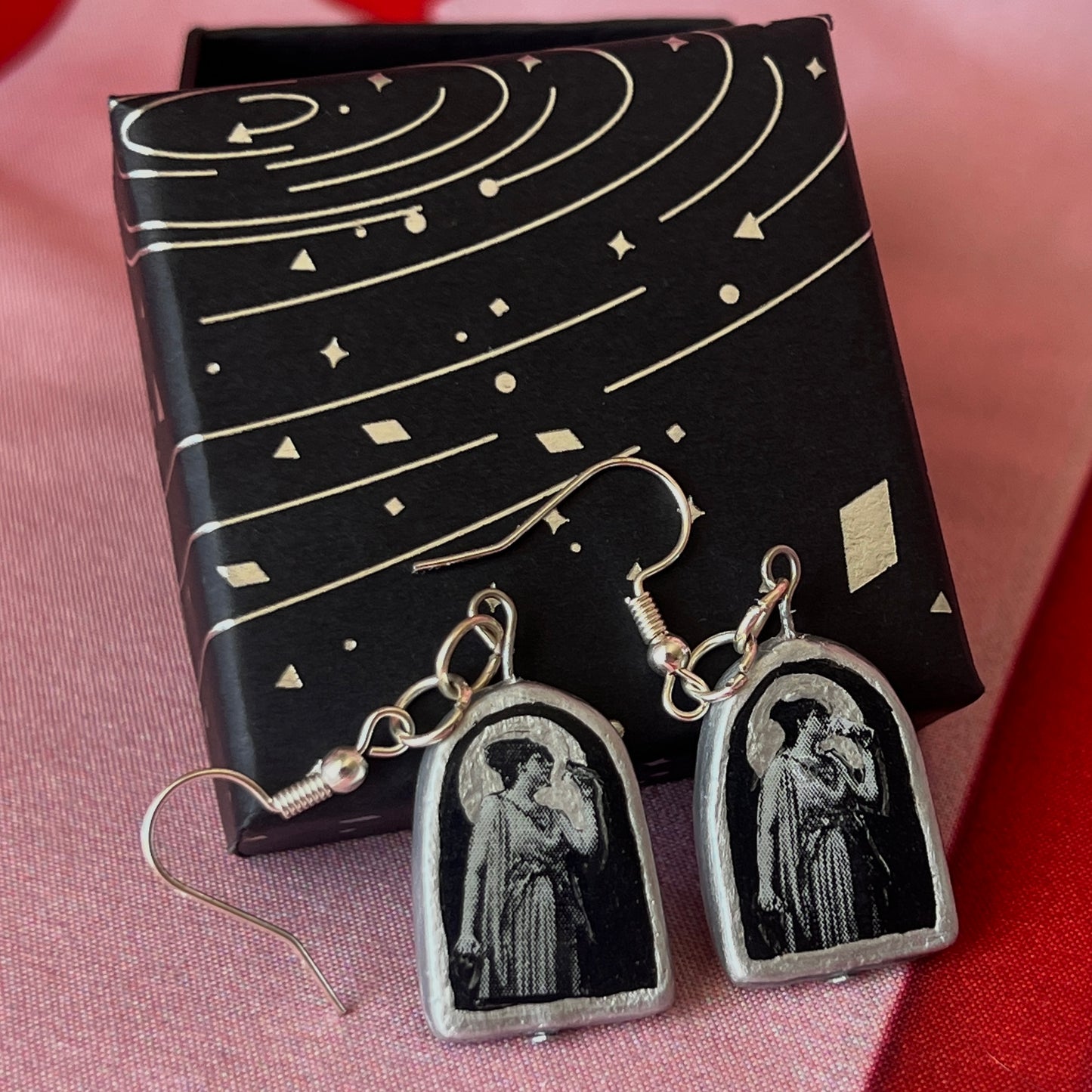 Celestial Oil Painting Earrings | John William Goward & Luis Ricardo Falero Liminal Fine Art | Silver-Plated Findings
