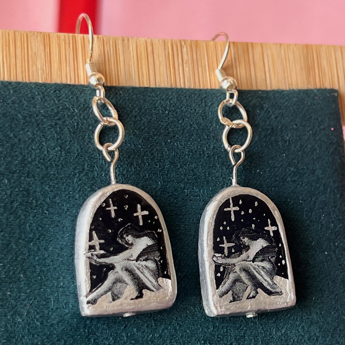 Celestial Oil Painting Earrings | John William Goward & Luis Ricardo Falero Liminal Fine Art | Silver-Plated Findings