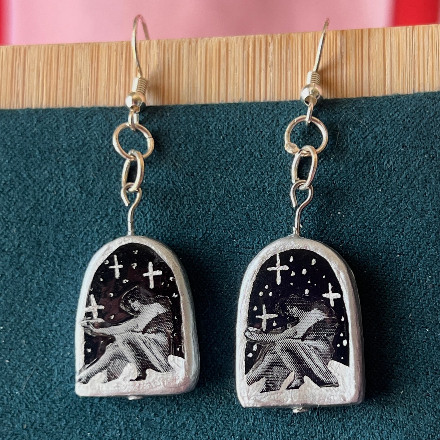 Celestial Oil Painting Earrings | John William Goward & Luis Ricardo Falero Liminal Fine Art | Silver-Plated Findings