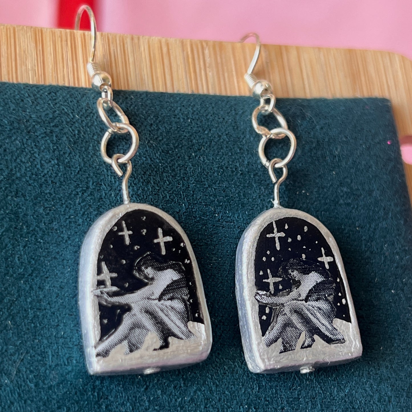 Celestial Oil Painting Earrings | John William Goward & Luis Ricardo Falero Liminal Fine Art | Silver-Plated Findings