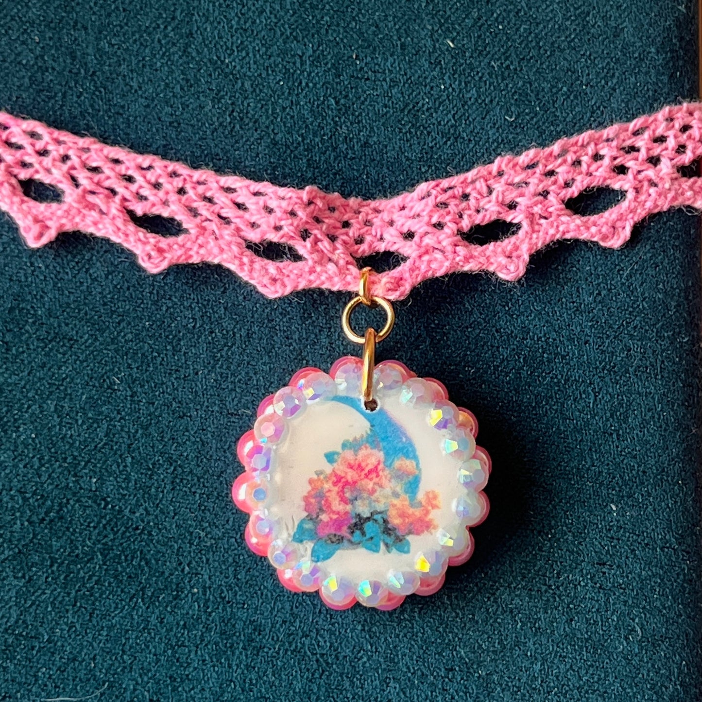 Coquette Lace Choker Charms | Rhinestone Fantasy