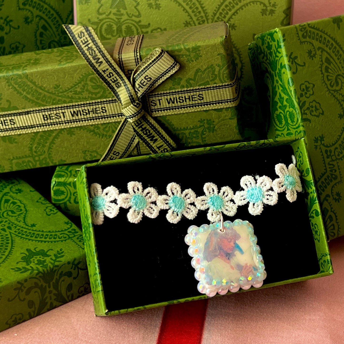 Coquette Lace Choker Charms | Rhinestone Fantasy