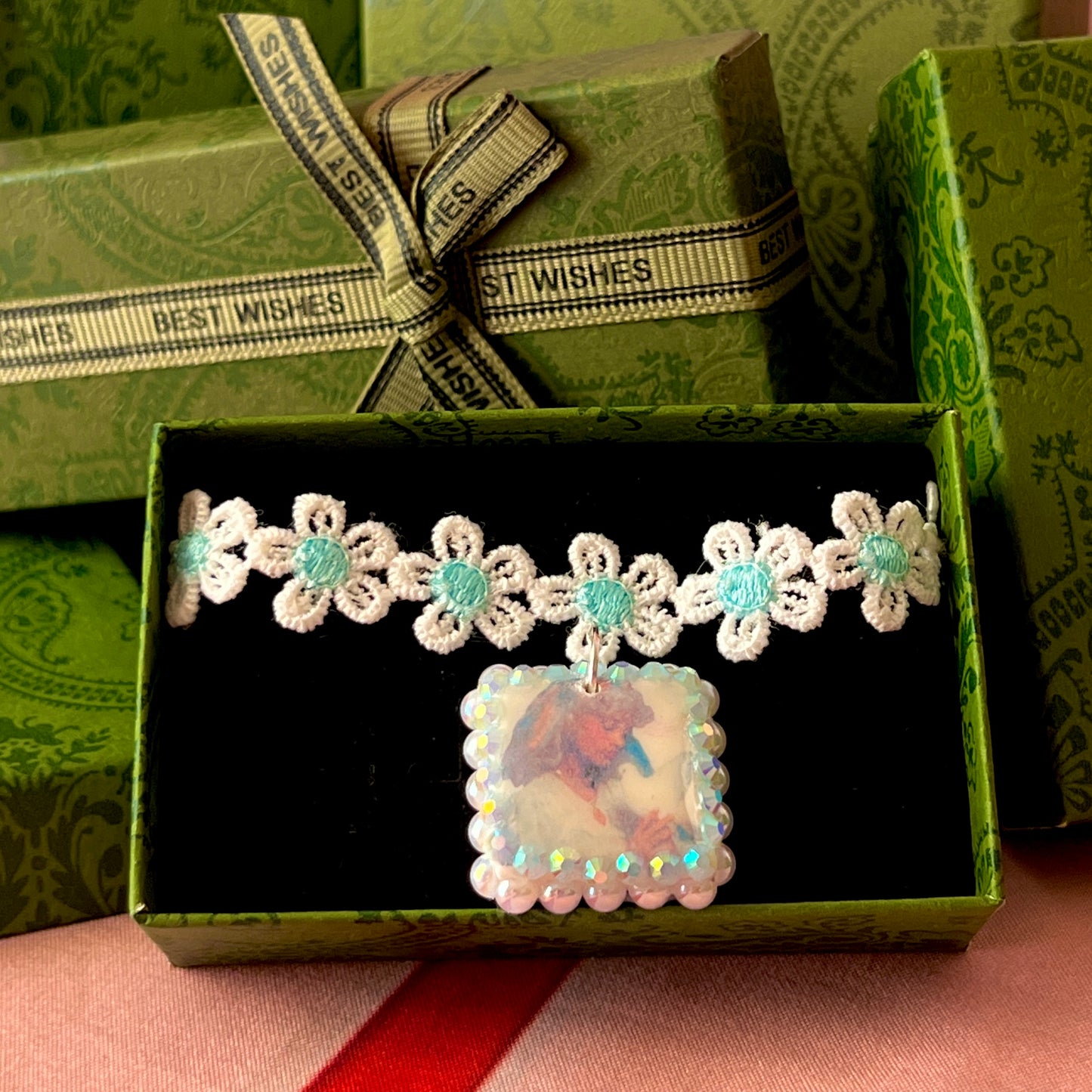 Coquette Lace Choker Charms | Rhinestone Fantasy