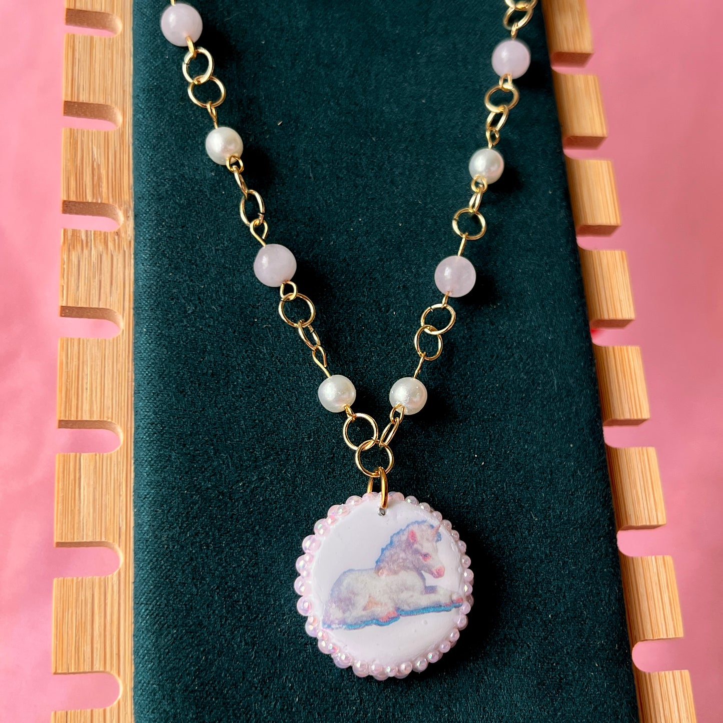 Coquette Unicorn Necklace | Rose Quartz Pearl Necklace | Olive Made