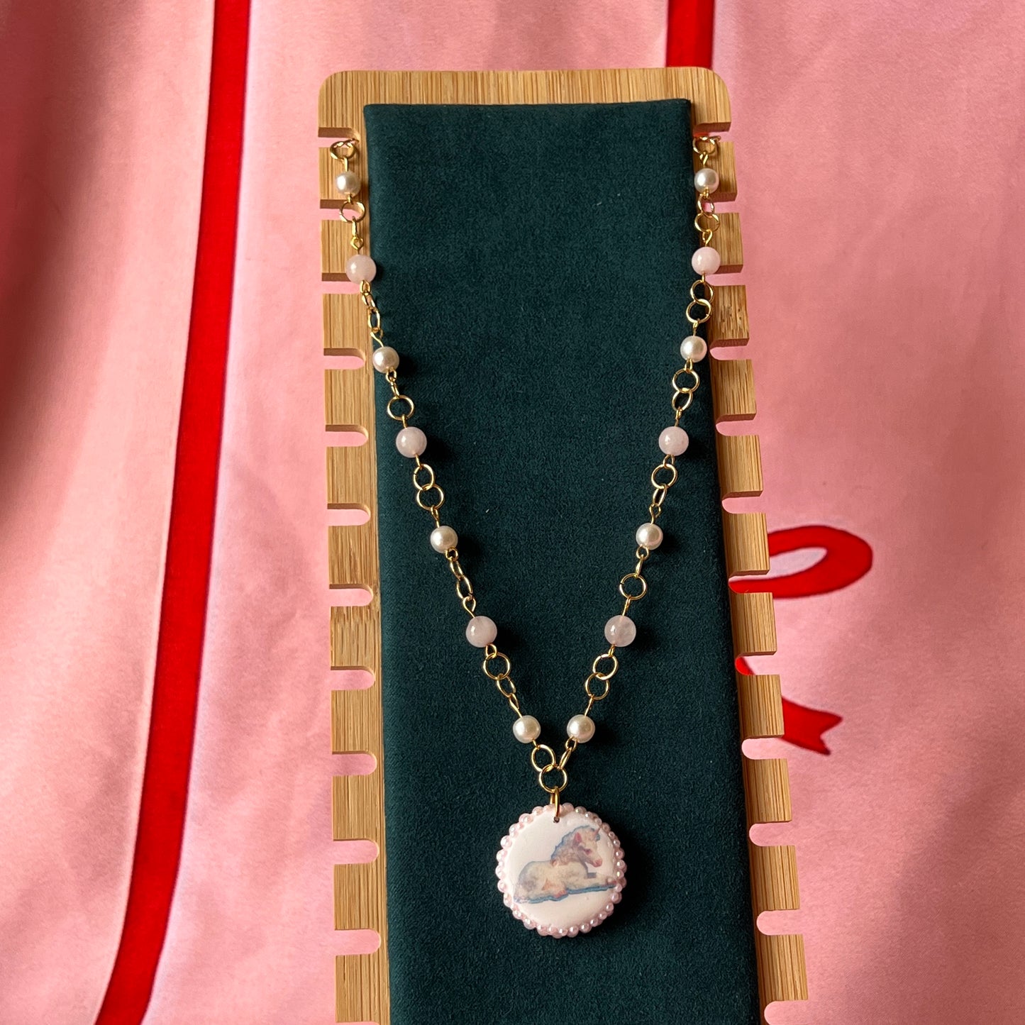 Coquette Unicorn Necklace | Rose Quartz Pearl Necklace | Olive Made