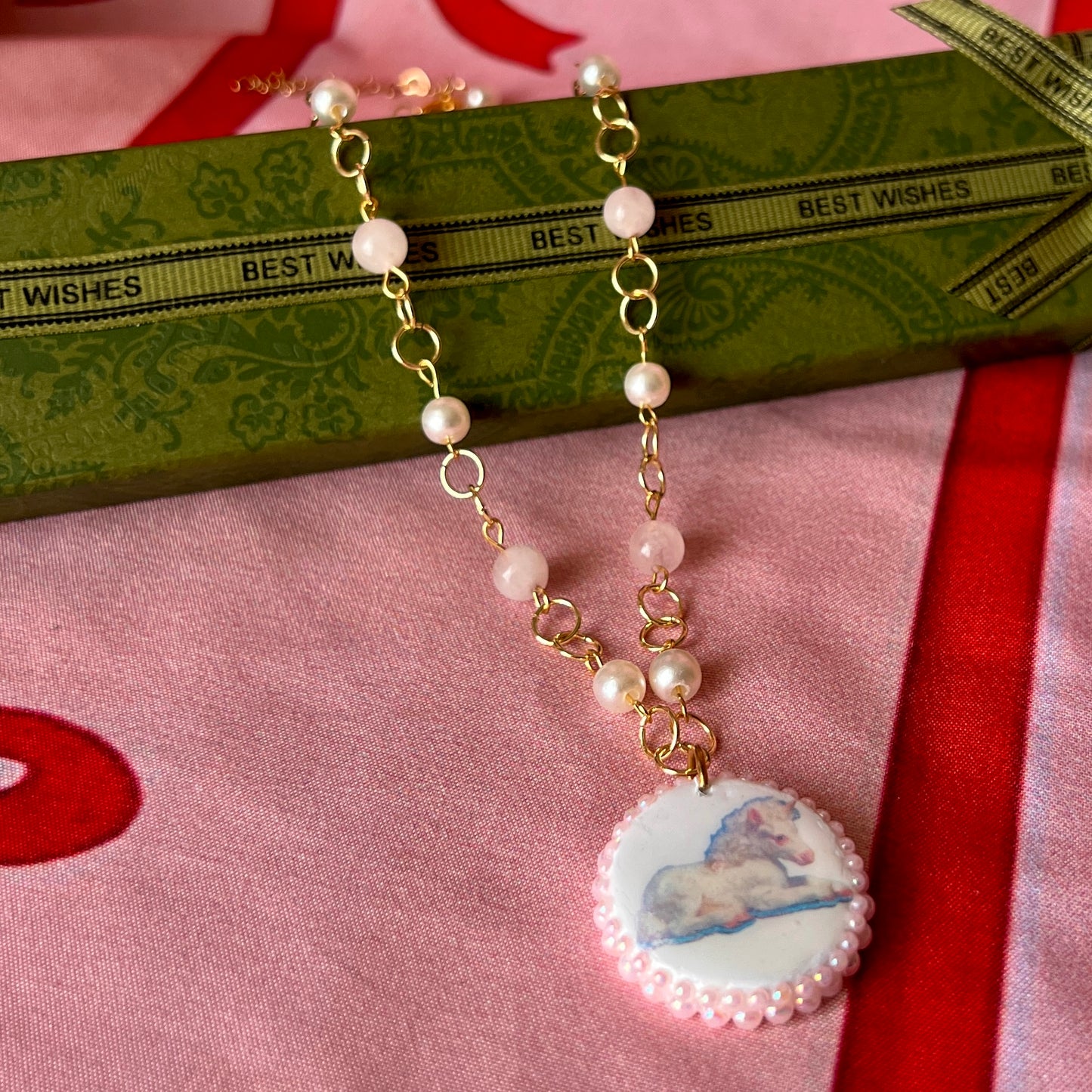 Coquette Unicorn Necklace | Rose Quartz Pearl Necklace | Olive Made