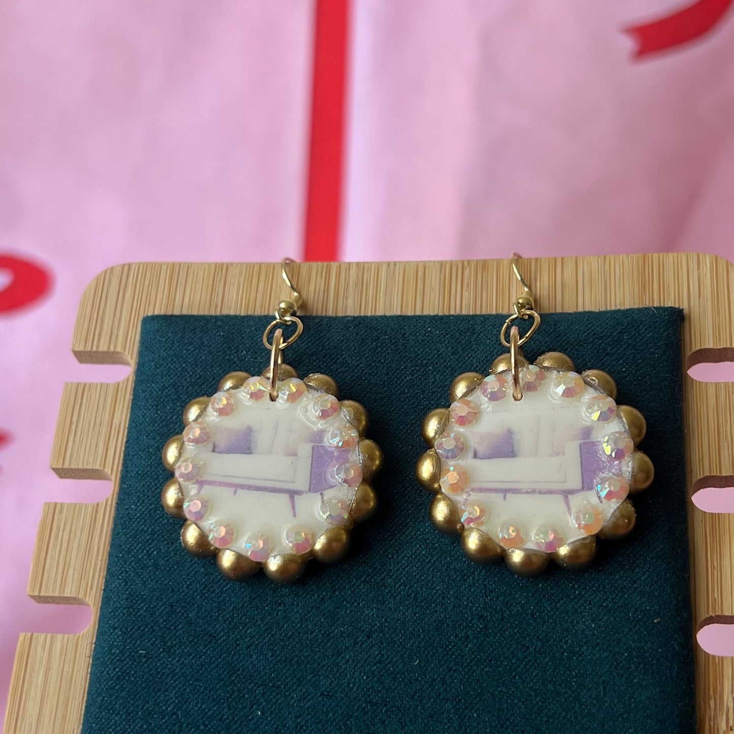 Bronze Pearl White Couch Earrings | Midcentury Modern Jewelry | Olive Made