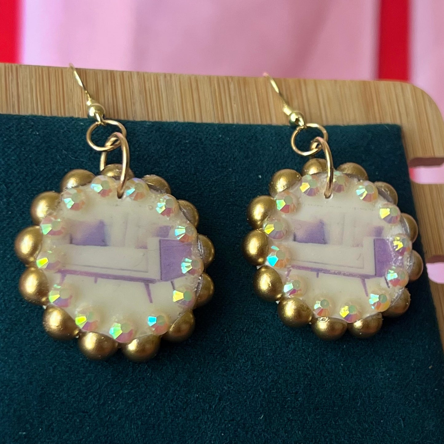 Bronze Pearl White Couch Earrings | Midcentury Modern Jewelry | Olive Made