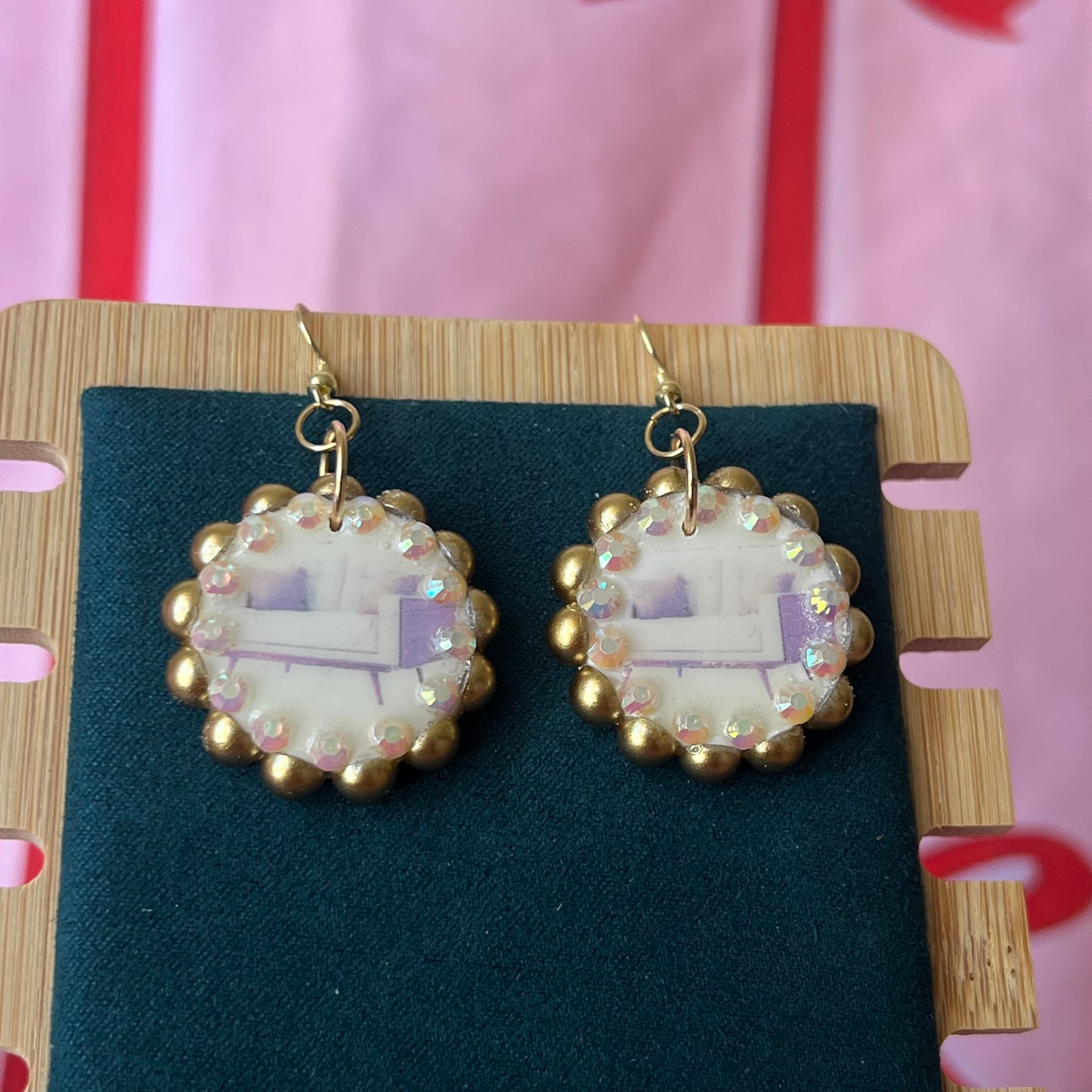 Bronze Pearl White Couch Earrings | Midcentury Modern Jewelry | Olive Made