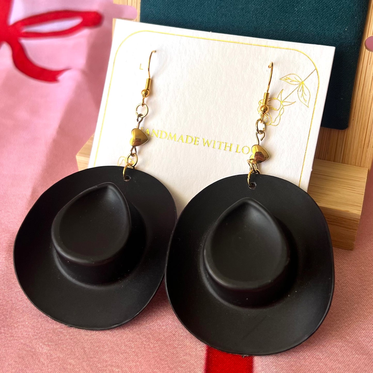 “Cunty Crystal Cowgirl” - Y2k Real Crystal, Stone, and Cowboy Hat Earrings
