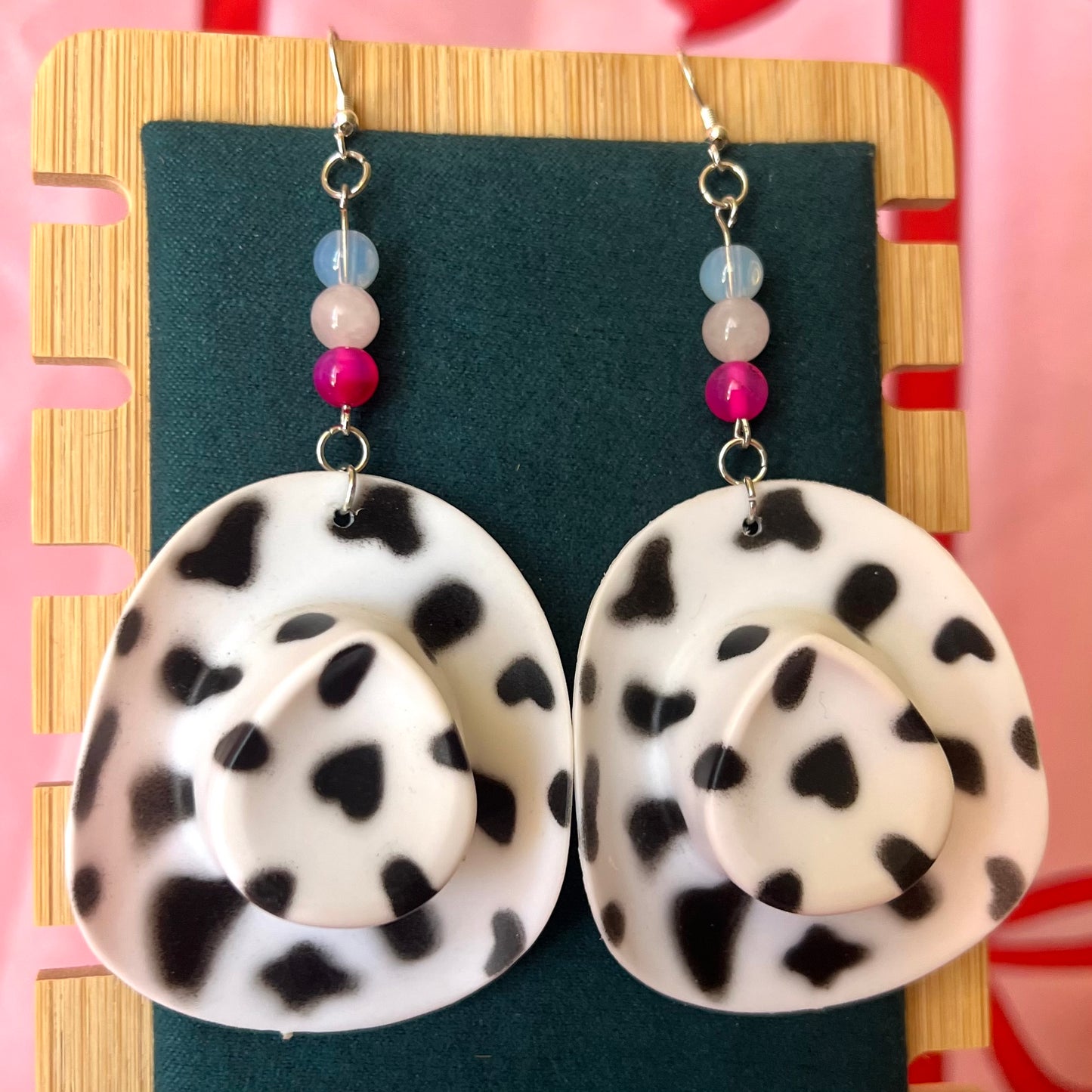 “Cunty Crystal Cowgirl” - Y2k Real Crystal, Stone, and Cowboy Hat Earrings