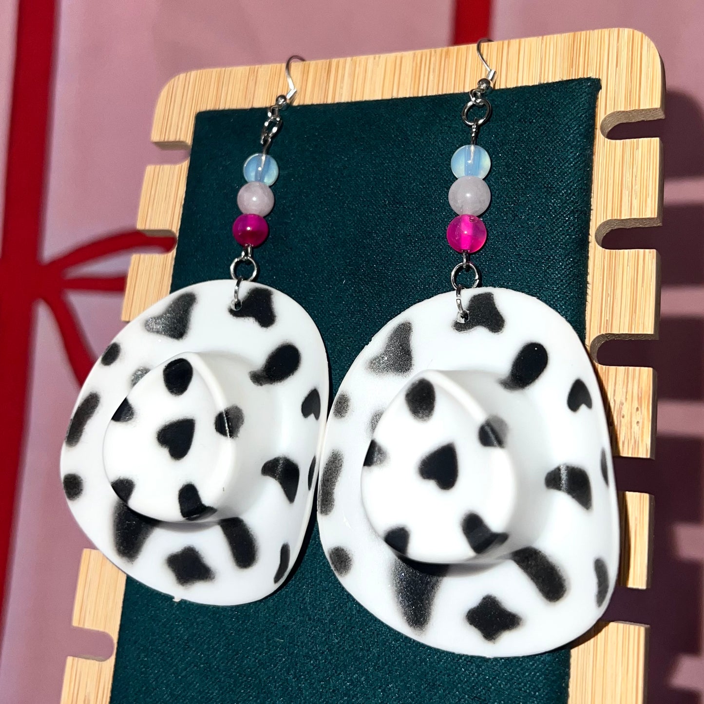 “Cunty Crystal Cowgirl” - Y2k Real Crystal, Stone, and Cowboy Hat Earrings